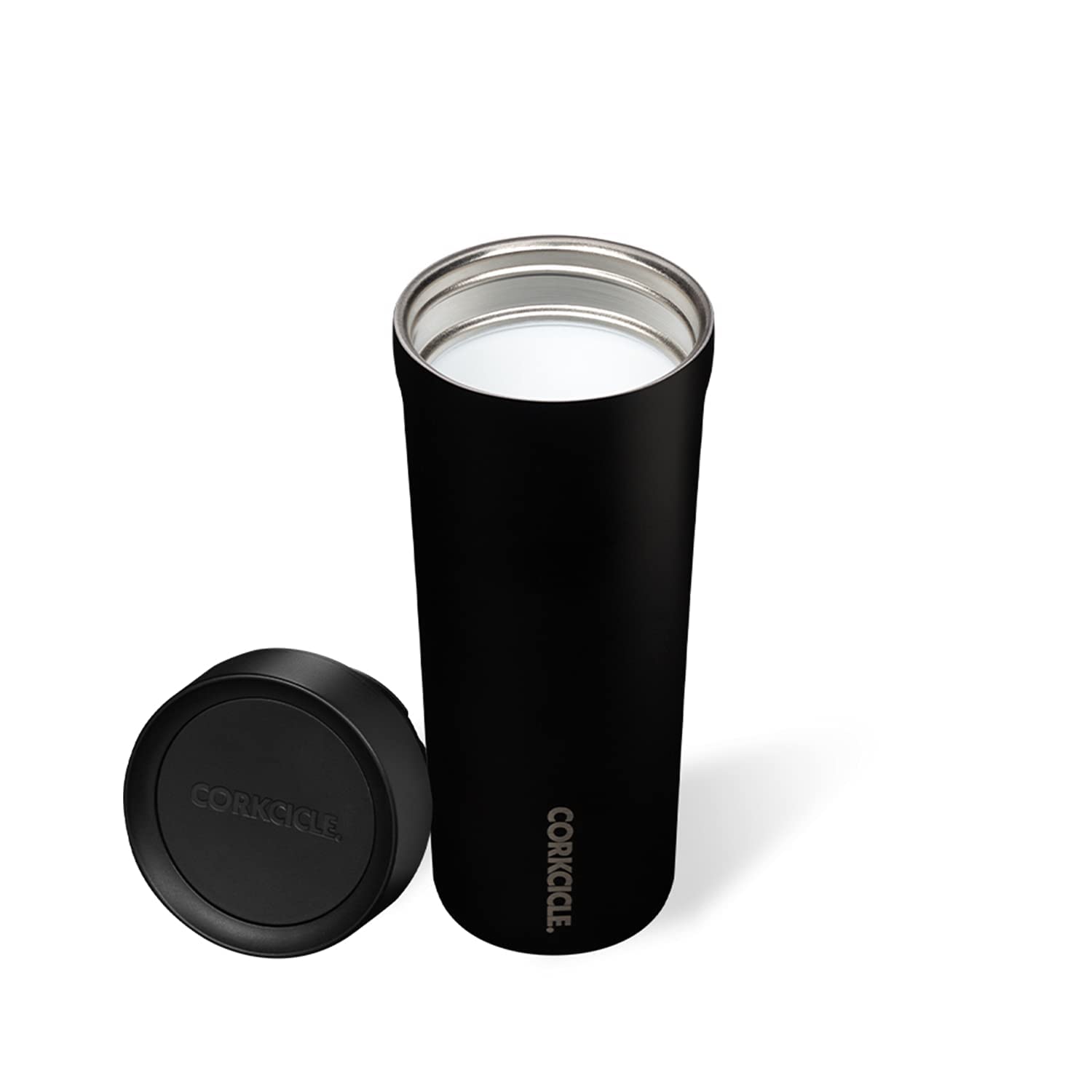 Corkcicle Commuter Cup Insulated Stainless Steel Leak Proof Travel Coffee Mug Keeps Beverages Cold for 9 Hours and Hot for 3 Hours, Matte Black, 17 oz