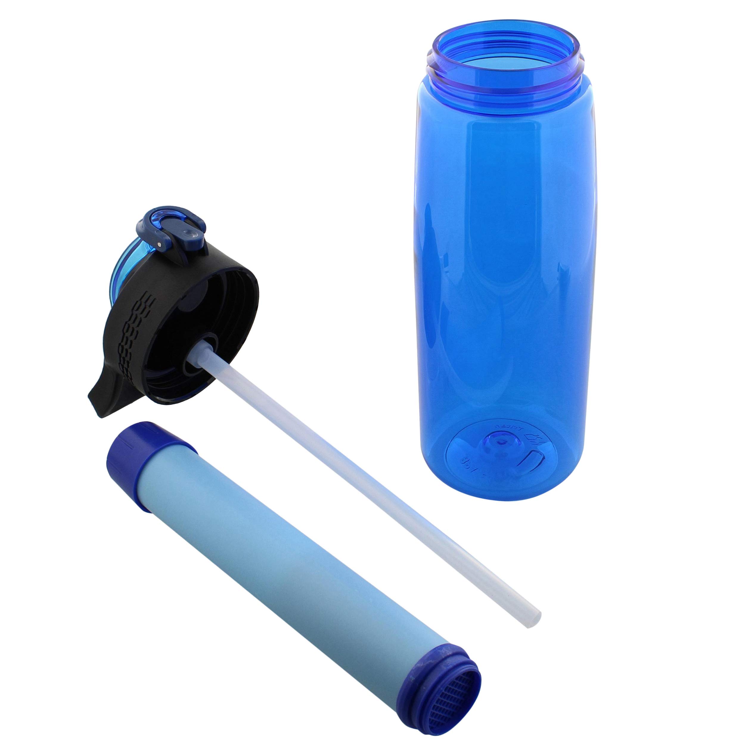 SDS Water Filter Bottle - Blue Filtering Water Bottle Filter Travel Accessory for Safe Drinking Camping Water Purifier