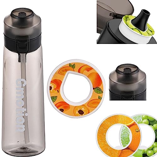 AAOCLO Fruit Fragrance Water Bottle, Water Bottle with Flavor Pods, Fruit Extract Ring with Fruity Smell, 650ml Sport Water Bottles (Peach)