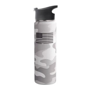 usa collection 24 oz stainless steel water bottle - double-walled, vacuum-sealed, leak-proof lid - hot or cold hydration for sports, travel, and everyday use - white multicam pattern