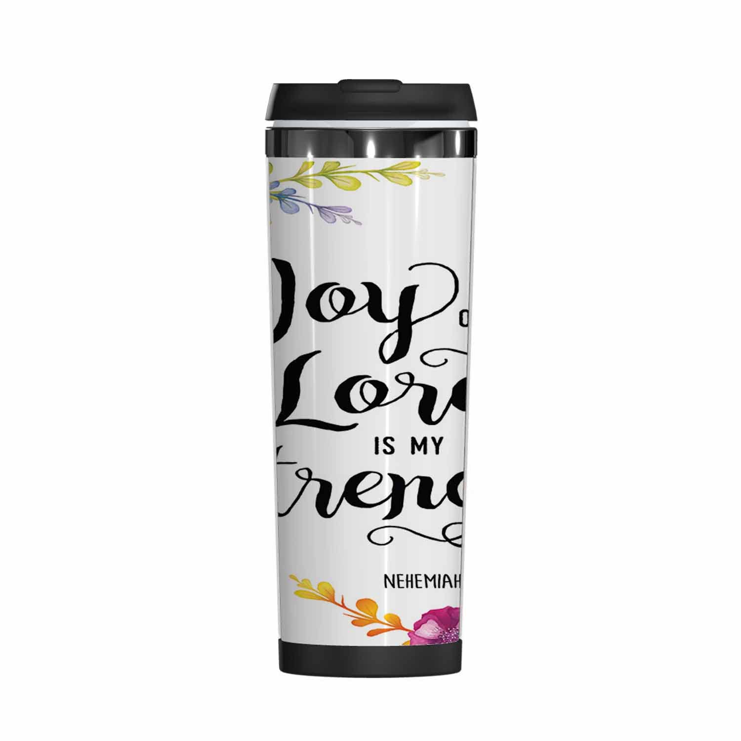 WONDERTIFY Joy Of The Lord Is My Strength Coffee Cup Scripture Coffee Mug Stainless Steel Bottle Double Walled Thermo Travel Water Metal Canteen Colorful