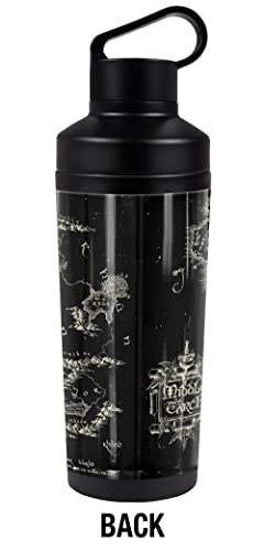 Lord Of The Rings - Logo OFFICIAL Map Of Me 18 oz Insulated Water Bottle, Leak Resistant, Vacuum Insulated Stainless Steel with 2-in-1 Loop Cap