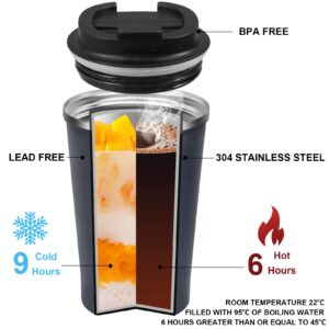 PHREKUDA Travel Mug Coffee Mug Coffee Tumbler with Seal Lid Spill Proof 12oz Stainless Steel Vacuum Insulated for Hot and Cold Coffee Tea Gifts for Birthday/Thanksgiving/Christmas (Blue 01, 1 Pack)