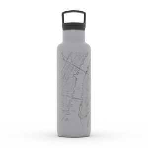well told engraved new york city map insulated water bottle, etched stainless steel bottle (21 oz, dockside gray) city map insulated bottle, custom insulated water bottle, outdoor drinkware
