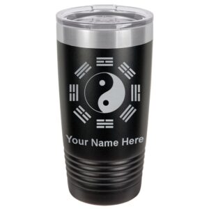lasergram 20oz vacuum insulated tumbler mug, yin yang tai chi, personalized engraving included (black)