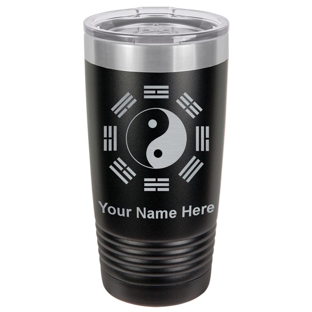 LaserGram 20oz Vacuum Insulated Tumbler Mug, Yin Yang Tai Chi, Personalized Engraving Included (Black)