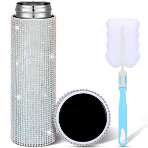 rhinestone bling bottle 17oz glitter diamond water bottle with led temperature display stainless steel bottle insulated cups glitter tumbler gift for graduation party mother's day to girl women