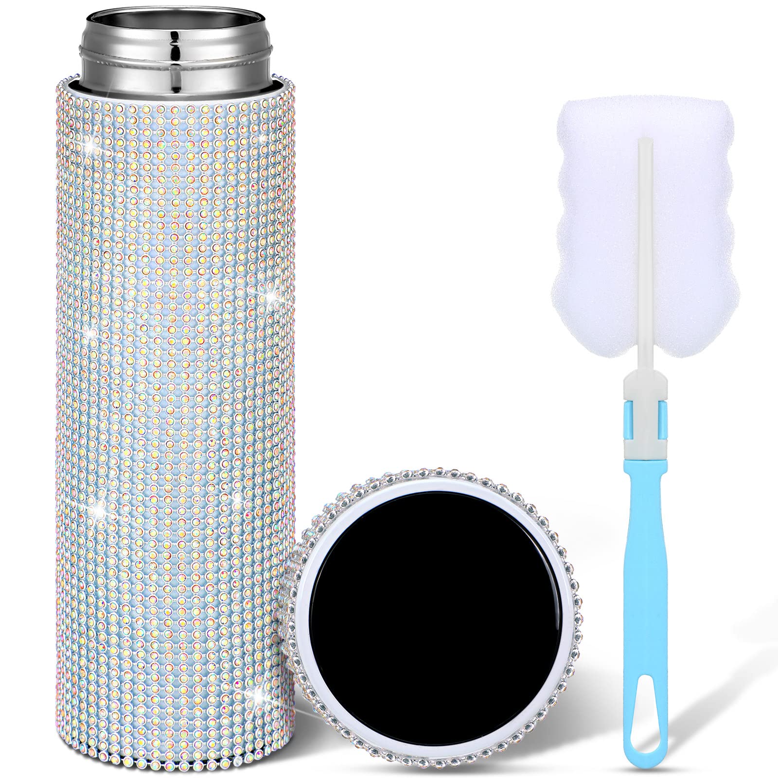 Rhinestone Bling Bottle 17oz Glitter Diamond Water Bottle with LED Temperature Display Stainless Steel Bottle Insulated Cups Glitter Tumbler Gift for Graduation Party Mother's Day to Girl Women