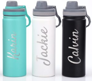 keaeciz personalized water bottle engraved your name, custom 18oz stainless steel sports bottle with spout lid, perfect for the gym and office/outdoors insulated water bottle