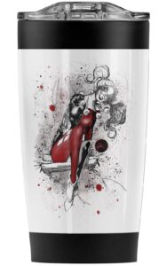 logovision harley quinn sketch stainless steel tumbler 20 oz coffee travel mug/cup, vacuum insulated & double wall with leakproof sliding lid | great for hot drinks and cold beverages