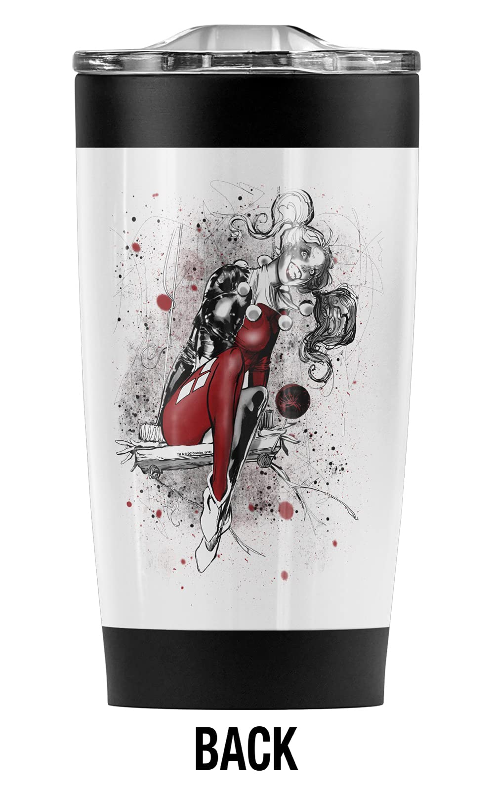 Logovision Harley Quinn Sketch Stainless Steel Tumbler 20 oz Coffee Travel Mug/Cup, Vacuum Insulated & Double Wall with Leakproof Sliding Lid | Great for Hot Drinks and Cold Beverages