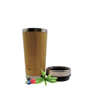 Greenlively Organic Bamboo Stainless Steel Bottle Detachable Tea Filter Eco Friendly-Vegan-Organic-Leak Proof-Non Slip Lid- Travel Thermos-Insulated Thermos-BPA Free And Phalate Free-15.2 oz