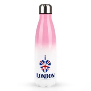 i love london stainless steel water bottle with lid insulated sport bottle for travel picnic camping 17 oz