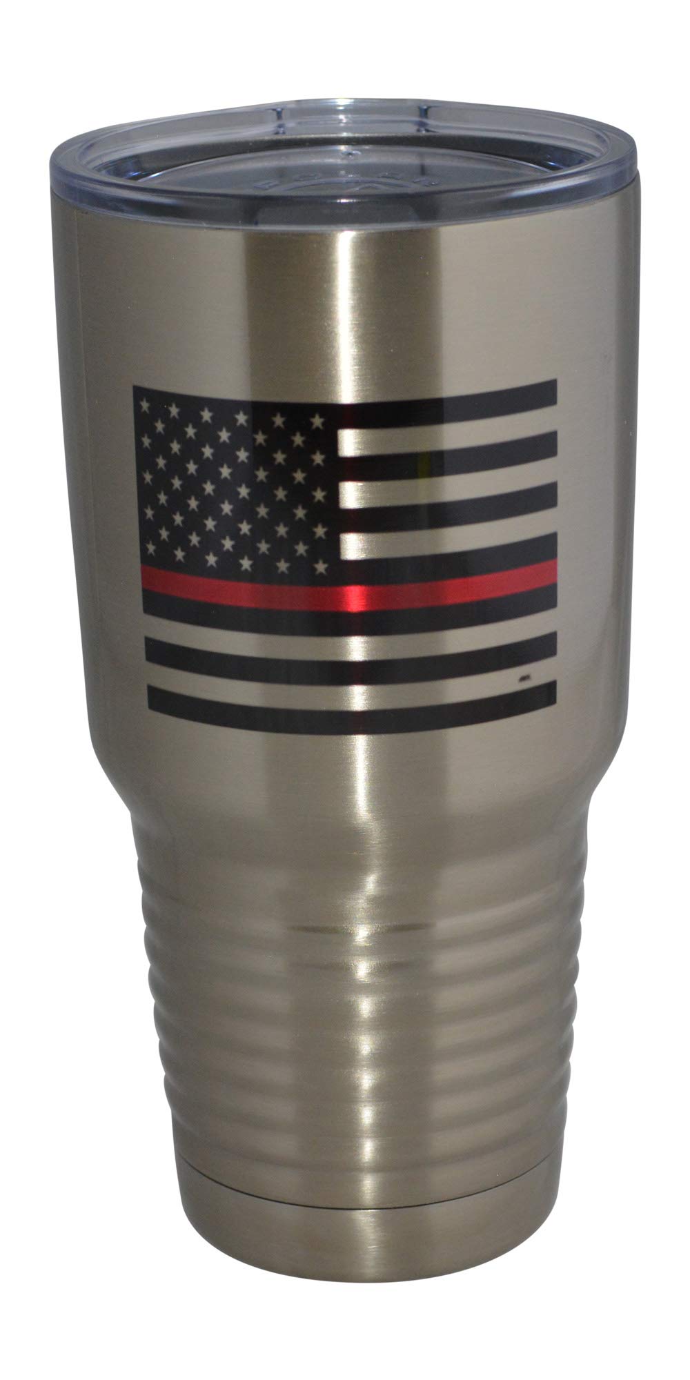 Rogue River Tactical Thin Red Line Flag Firefighter Large 30oz Travel Tumbler Mug Cup w/Lid Vacuum Insulated Fire Fighter Department FD Fireman Gift