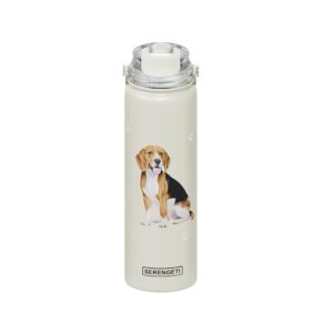 stainless steel water bottle 24 oz. with spill proof detachable straw - double walled vacuum insulated water flask - realistic 3d print - serengeti waterbottle (beagle)