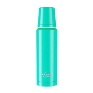 zlins stainless steel sports water bottle 18oz vacuum insulated - double wall hot cold thermos wide mouth flask - leak-proof travel mug for coffee, tea, carbonated drinks bpa free(green)