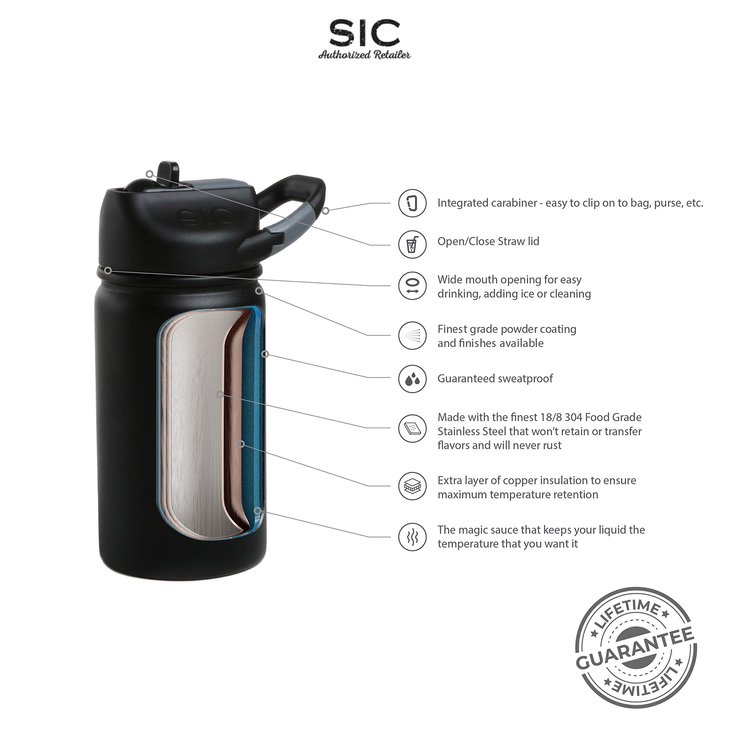 Seriously Ice Cold Kids’ Lil SIC 12oz Insulated Tumbler Mug, Premium Double Wall Stainless Steel, Leak Proof BPA Free Lid with Carabiner Clip (Ice White)