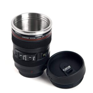 caniam camera lens coffee cup, travel mug - camera eos 24-105mm model stainless 400ml thermos