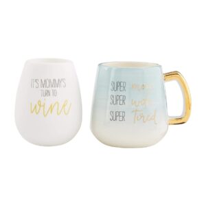 blue mom silicone wine mug set