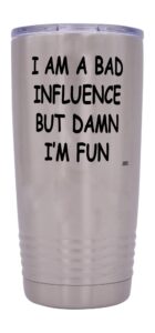 rogue river tactical funny sarcastic office work 20 oz. travel tumbler mug cup w/lid vacuum insulated hot or cold bad influence