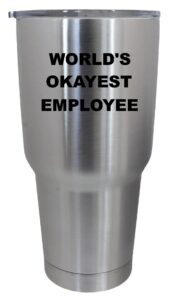 cups drinkware tumbler sticker - world's okayest employee - funny sticker decal