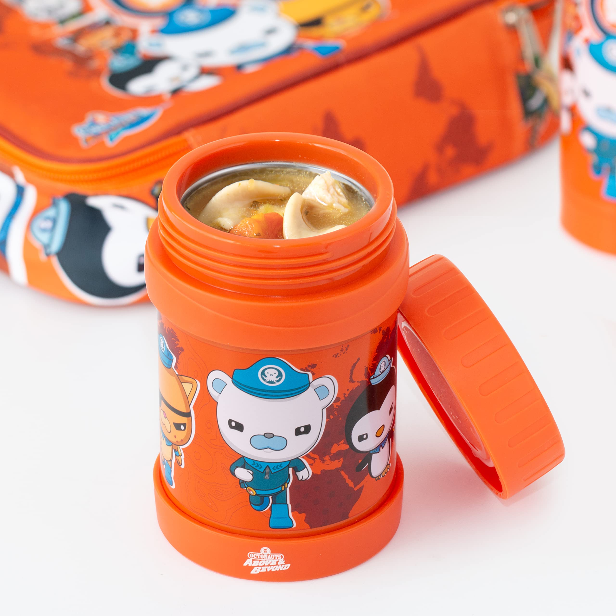 Octonauts Above & Beyond Stainless Steel Vacuum Insulated 13 oz Food Jar for Kids, Orange - Leak-Proof Container Keeps Meals, Liquids, Soups Hot or Cold for Hours - Lunch Boxes & Bags Back to School