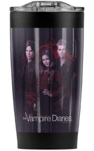 logovision vampire diaries company of three stainless steel tumbler 20 oz coffee travel mug/cup, vacuum insulated & double wall with leakproof sliding lid | great for hot drinks and cold beverages