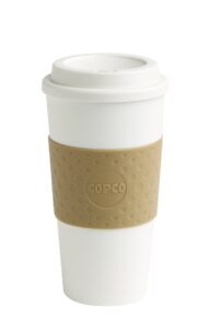 copco opco 16-ounce capacity acadia reusable to go mug, 16 ounces, tan
