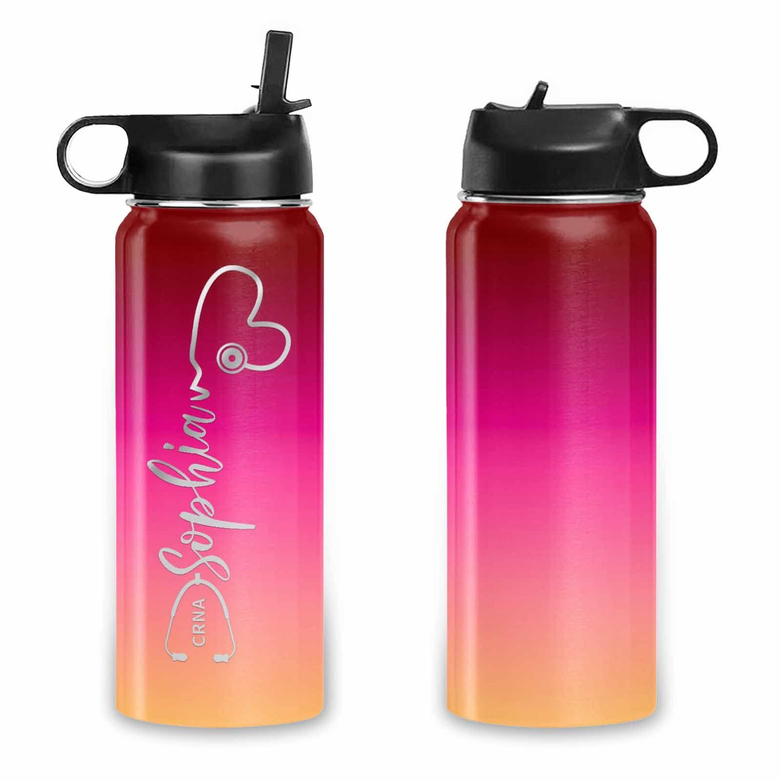 Custom Nurse Water Bottle, Personalized Sports Water Bottle with Name for Nurse Customized Water Bottle with Straw Insulated Stainless Steel Vacuum Cup, Nursing School Students Doctor Gift for Women