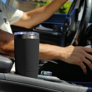 LaserGram 20oz Vacuum Insulated Tumbler Mug, Karate Man, Personalized Engraving Included (Black)