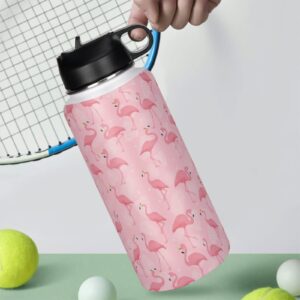 Hinfunees Flamingo Sports Water Bottles with Straws Lids Insulated 32oz Thermo Mugs Vacuum Insulated Travel Bottle for Outdoor Sports Gifts Keeps Liquids Hot or Cold Flamingo 1000ml (32oz)