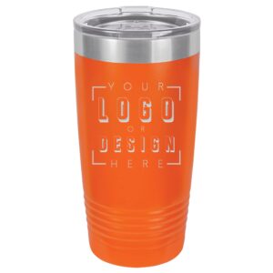 personalized stainless steel tumbler | double wall stainless steel vacuum insulated water bottle | keeps your drink hot & cold | coffee cup for travel, work, gym, fitness (orange, 20 oz.)