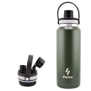 water bottle thermos, 34 oz flip top leakproof lid, ozizo insulated stainless steel water bottle