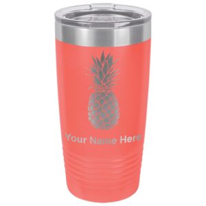 lasergram 20oz vacuum insulated tumbler mug, pineapple, personalized engraving included (coral)