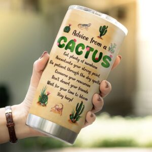 CUBICER 20 Oz Cactus Tumbler With Lid For Plant Lovers Women Girls Teens Kids Funny Sayings Stainless Steel Cups Inspirational Quotes Insulated Coffee Mugs Travel Drinking Glass