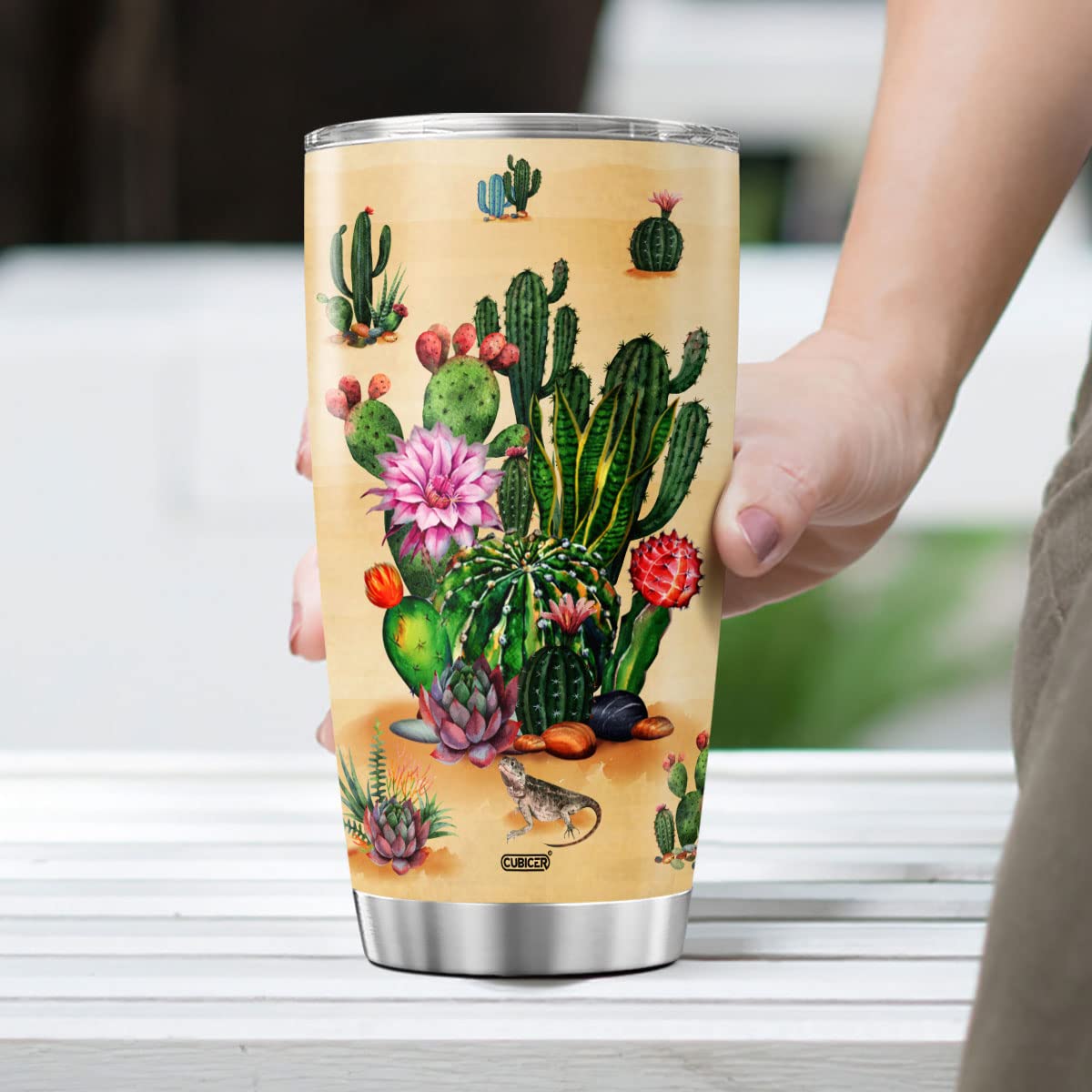 CUBICER 20 Oz Cactus Tumbler With Lid For Plant Lovers Women Girls Teens Kids Funny Sayings Stainless Steel Cups Inspirational Quotes Insulated Coffee Mugs Travel Drinking Glass