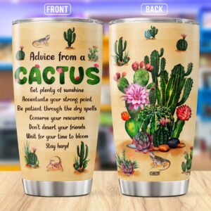 CUBICER 20 Oz Cactus Tumbler With Lid For Plant Lovers Women Girls Teens Kids Funny Sayings Stainless Steel Cups Inspirational Quotes Insulated Coffee Mugs Travel Drinking Glass