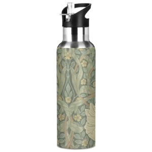 alaza william morris water bottle with straw lid vacuum insulated stainless steel thermo flask water bottle 20oz 2