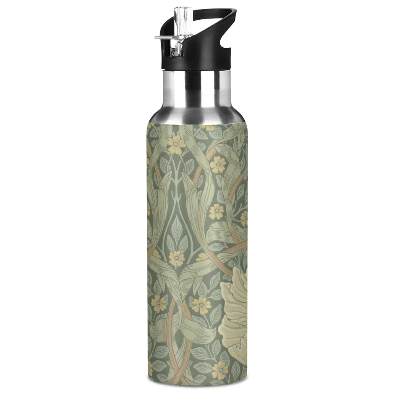 ALAZA William Morris Water Bottle with Straw Lid Vacuum Insulated Stainless Steel Thermo Flask Water Bottle 20oz 2