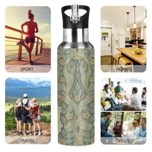 ALAZA William Morris Water Bottle with Straw Lid Vacuum Insulated Stainless Steel Thermo Flask Water Bottle 20oz 2