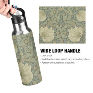 ALAZA William Morris Water Bottle with Straw Lid Vacuum Insulated Stainless Steel Thermo Flask Water Bottle 20oz 2