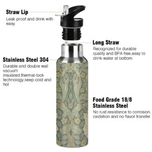 ALAZA William Morris Water Bottle with Straw Lid Vacuum Insulated Stainless Steel Thermo Flask Water Bottle 20oz 2