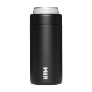 miir, slim can and seltzer chiller, insulated stainless steel construction, black, 12 oz