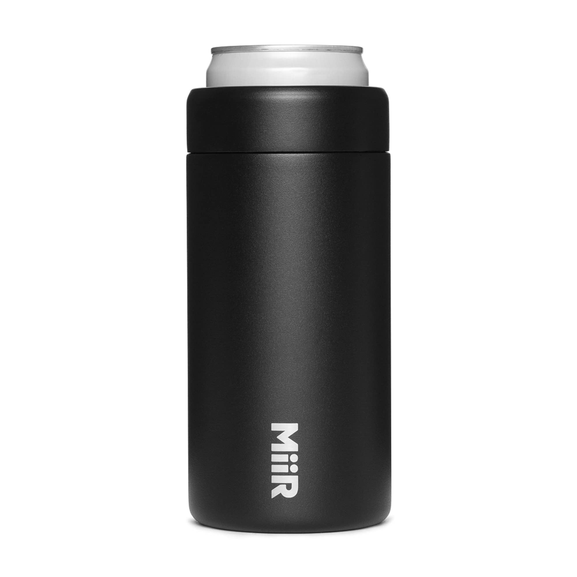 MiiR, Slim Can and Seltzer Chiller, Insulated Stainless Steel Construction, Black, 12 oz