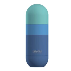 asobu orb stainless steel double wall insulated travel water bottle – lid doubles as a cup 14 ounce (pastel blue)