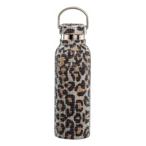 diamond insulated bottle with lid & handle- sparkling rhinestone leakproof studded 304 stainless steel vacuum cup thermo travel coffeee mug for women