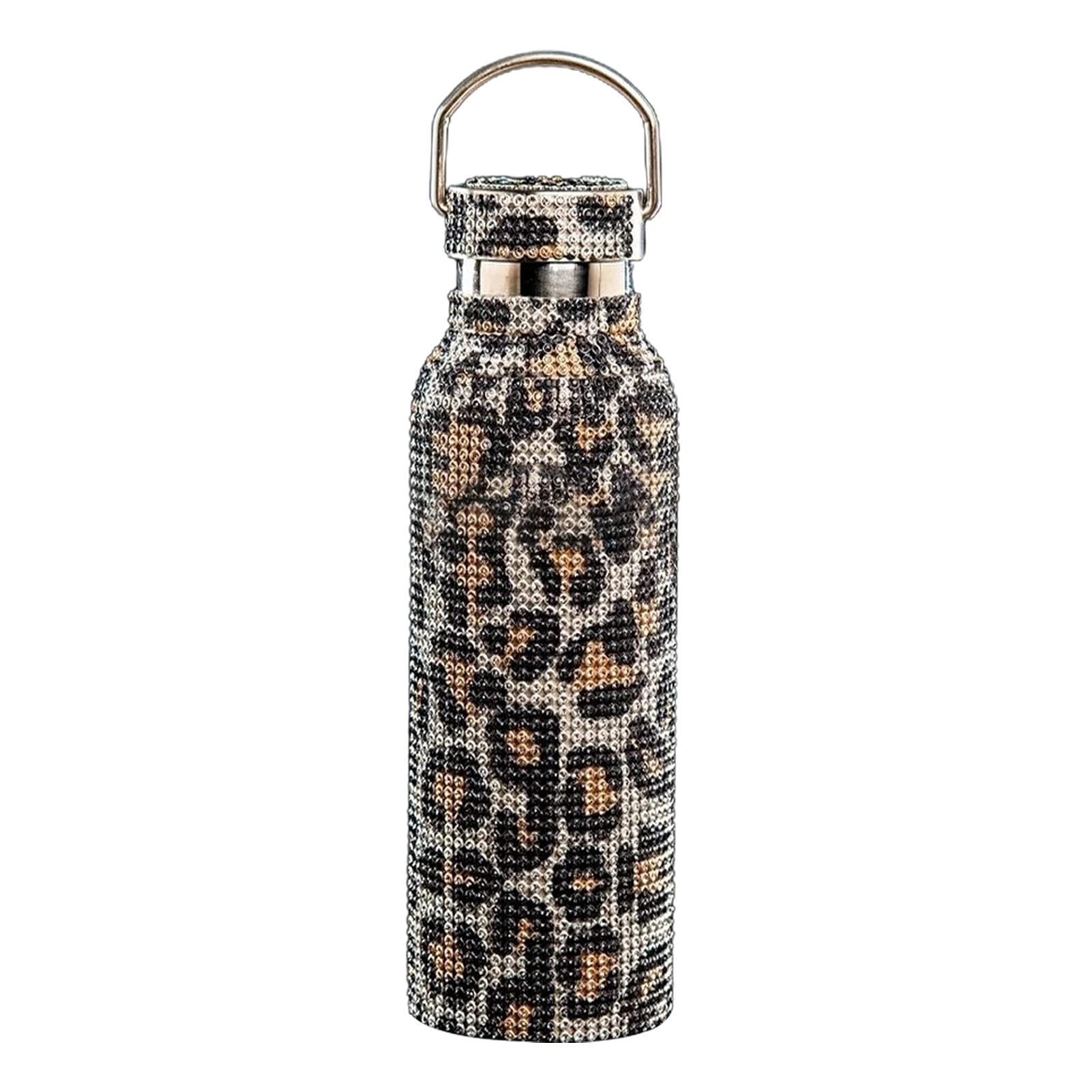 Diamond Insulated Bottle with Lid & Handle- Sparkling Rhinestone Leakproof Studded 304 Stainless Steel Vacuum Cup Thermo Travel Coffeee Mug for Women