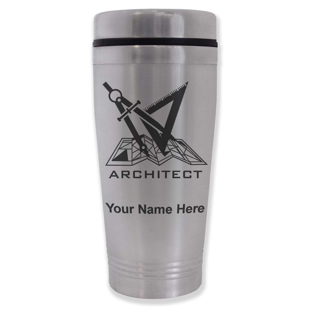 LaserGram 16oz Commuter Mug, Architect Symbol, Personalized Engraving Included