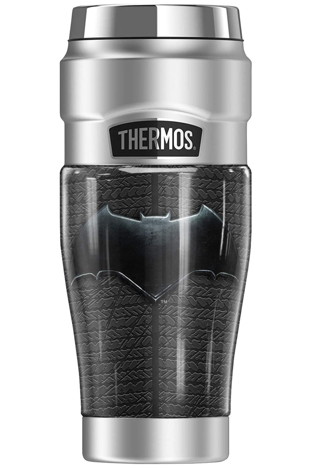 THERMOS Justice League Movie Batman Chest Logo, STAINLESS KING Stainless Steel Travel Tumbler, Vacuum insulated & Double Wall, 16oz