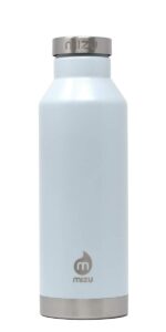 mizu v6 19 oz. insulated stainless steel water bottle vacuum insulated narrow mouth with leak proof cap, ice blue